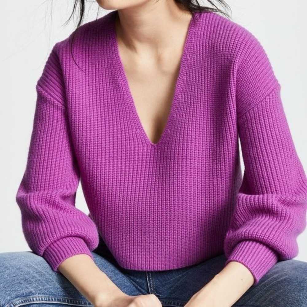 Women's Purple V-Neck Sweater